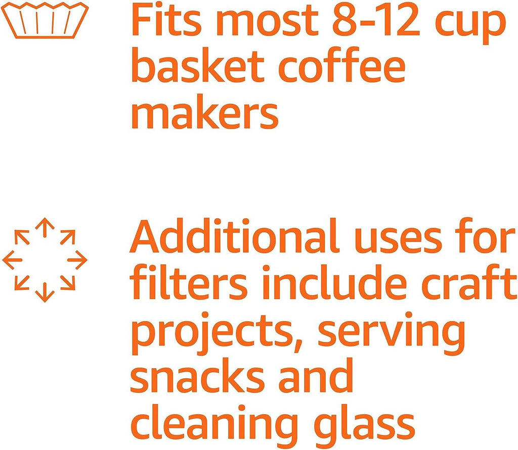 Packaging label text: fits most 8–12 cup basket coffee makers; 200 filters