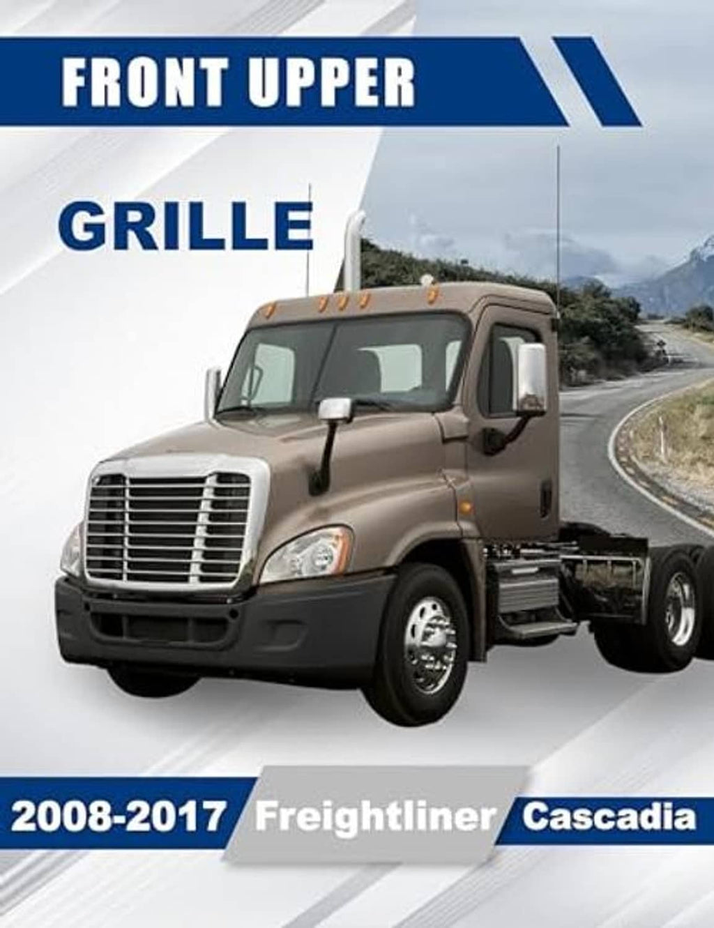 Black truck front upper grille with horizontal bars and mesh openings
