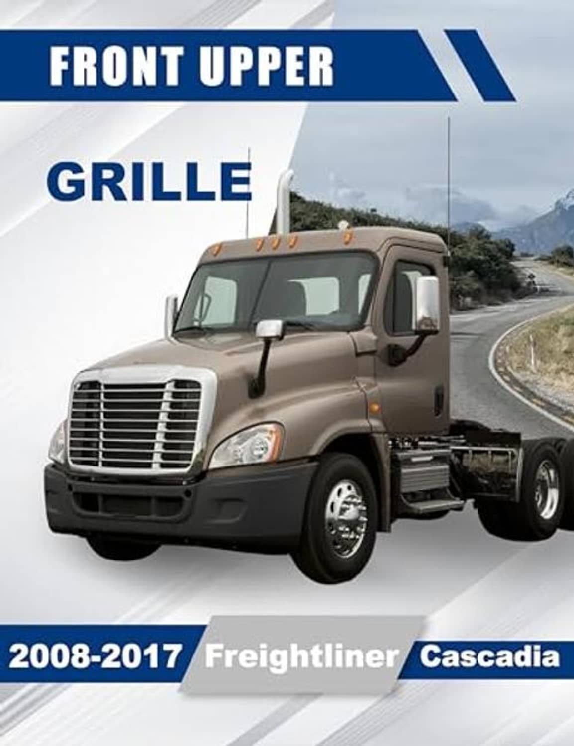 Black truck front upper grille with horizontal bars and mesh openings