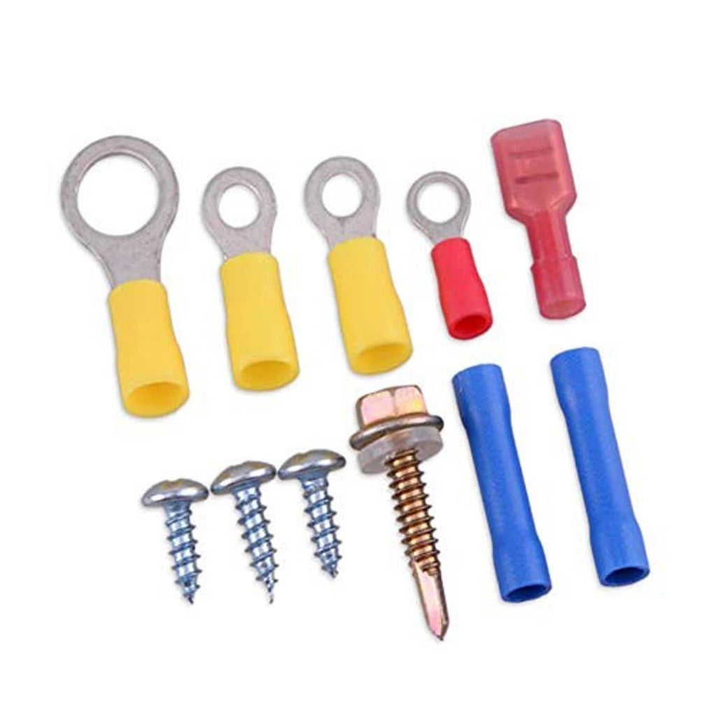 Thermostat wiring terminals set with ring connectors, spade clips, and screws