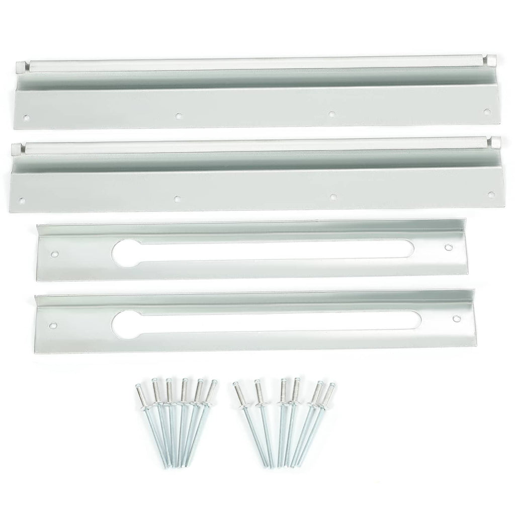 Silver mounting rails and screws kit for RV roof vent cover installation