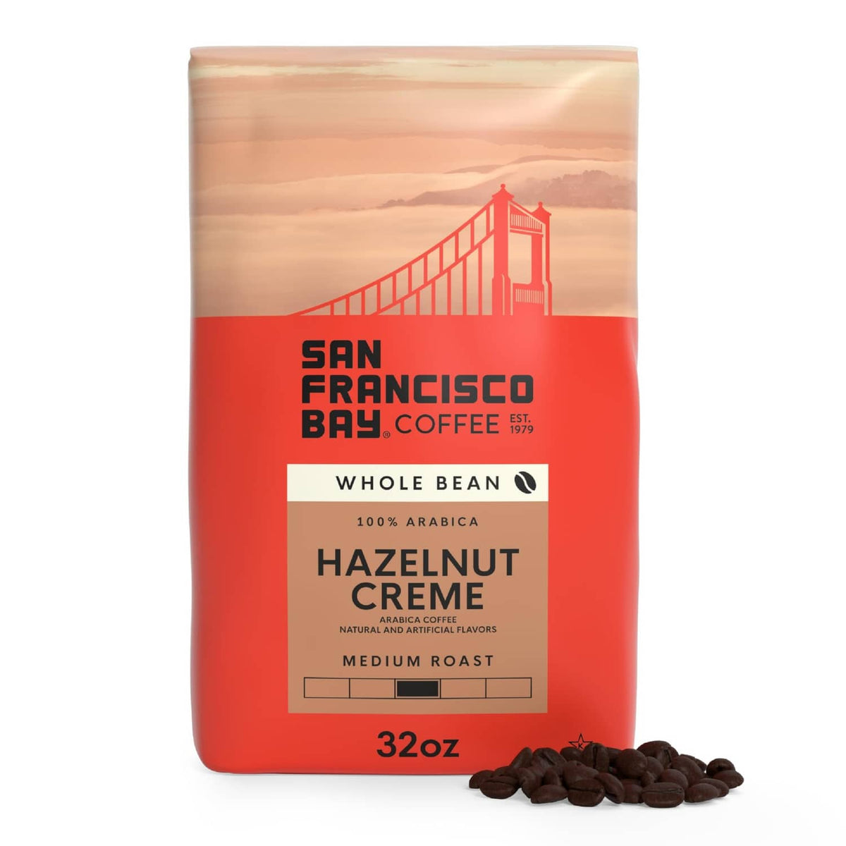 Hazelnut Creme medium roast whole bean coffee bag, 32 oz