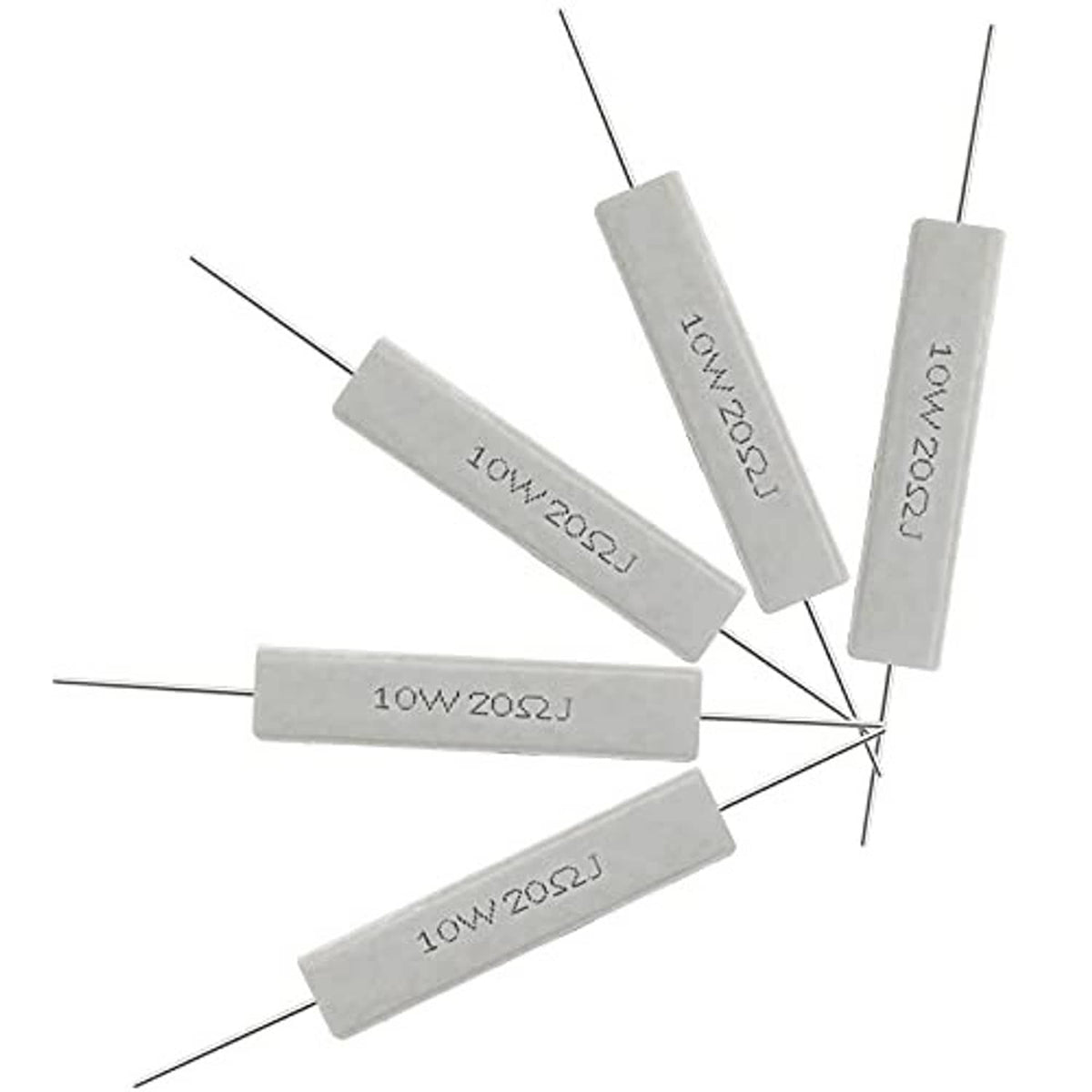 Ceramic power resistors, 10W 20Ω, five pieces