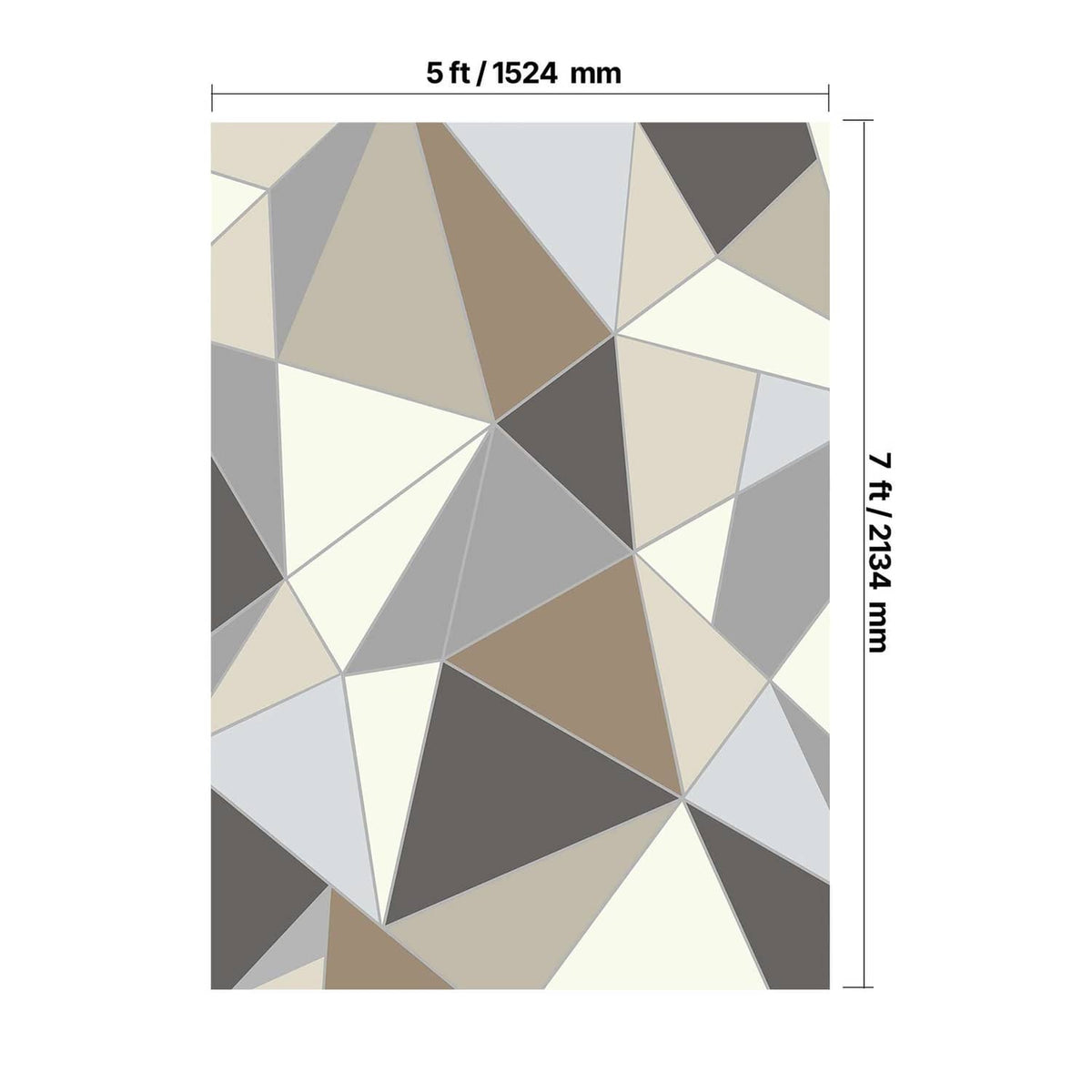 7.4 x 5 ft geometric area rug with charcoal gray, beige, and white triangle pattern