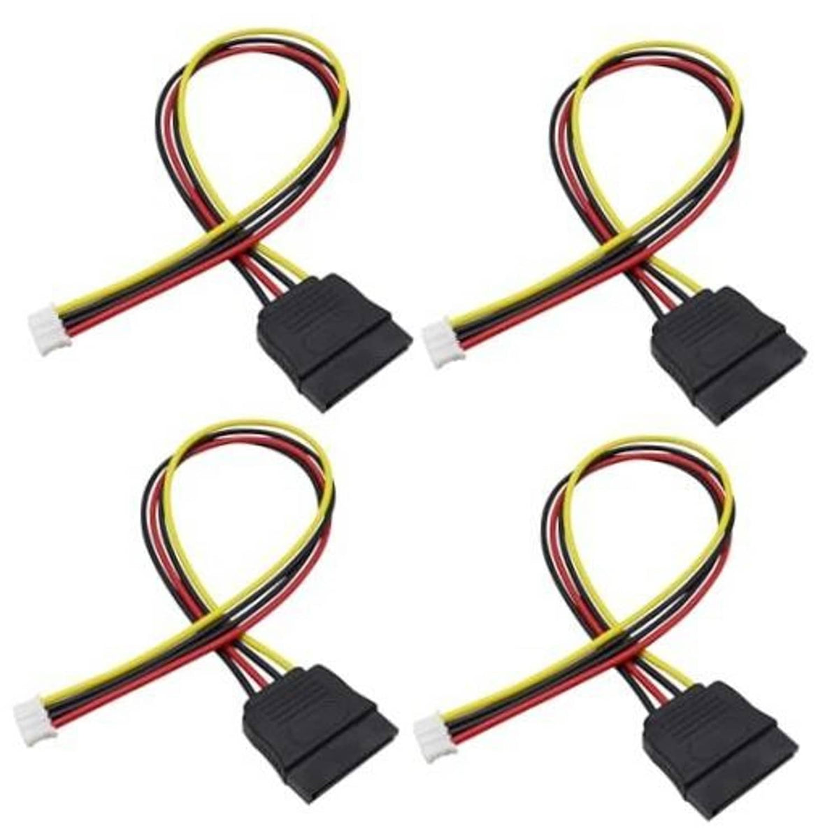 SATA power adapter cable set with multicolor wires and 15-pin female SATA plugs