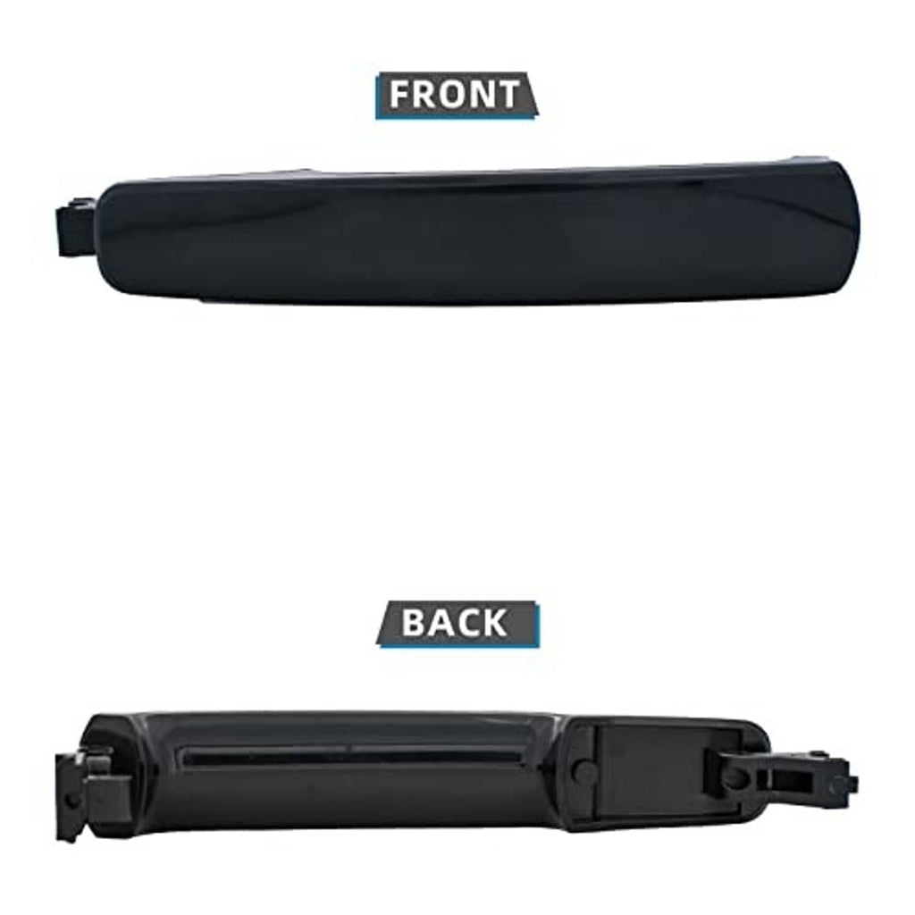 Black exterior door handle assembly with latch housing and rear connector
