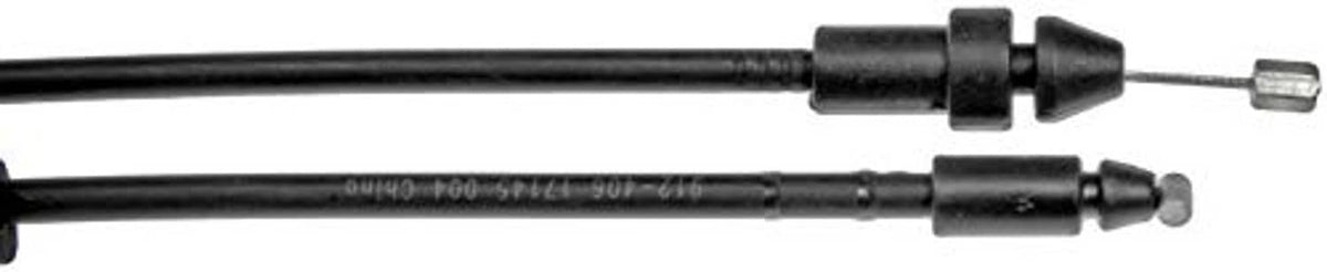 Hood release cable assembly with two black leads and metal terminals