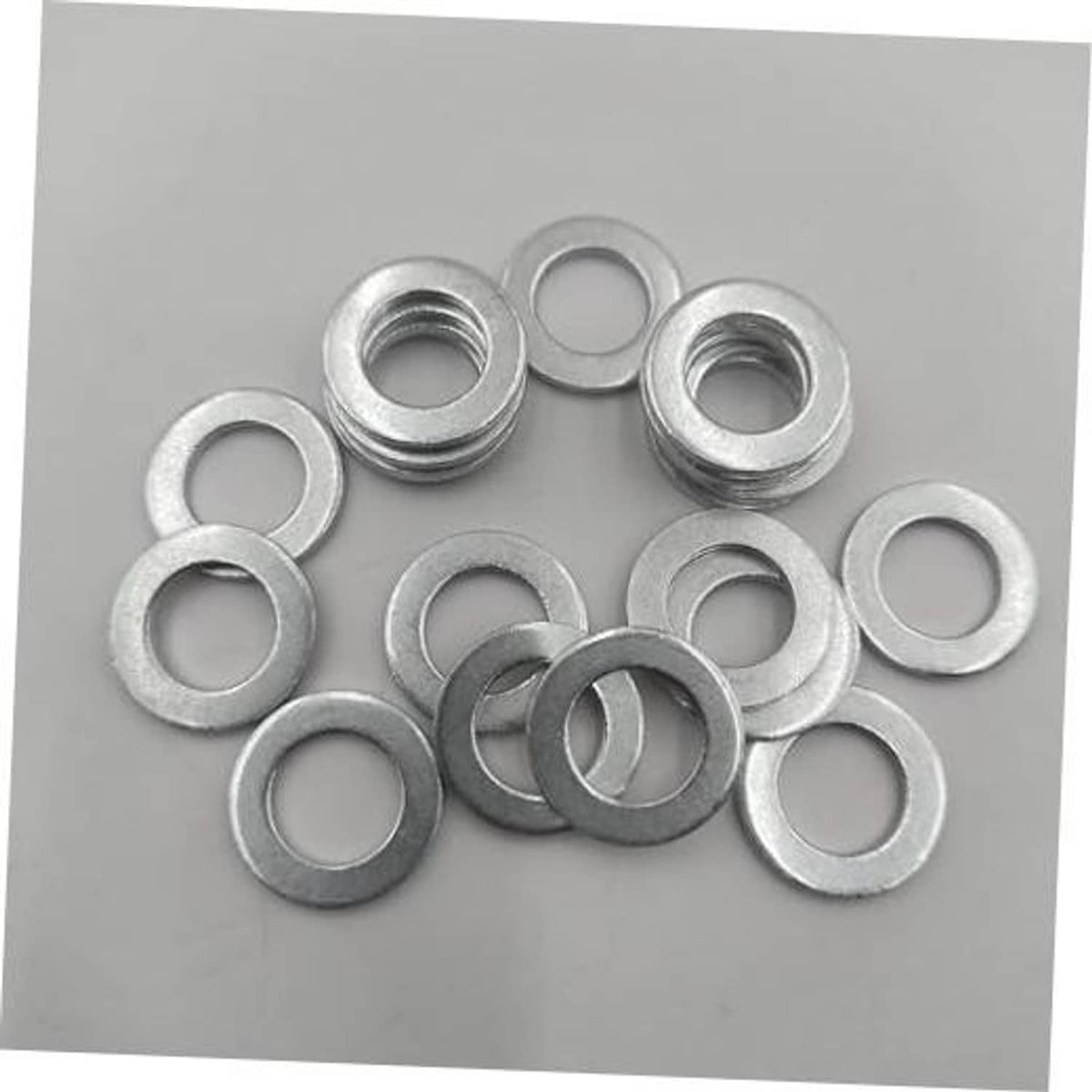 Engine oil drain plug crush washers, 20-piece set, silver metal rings