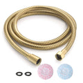 Kink-free shower hose with gold coiled metal tubing and two end connectors