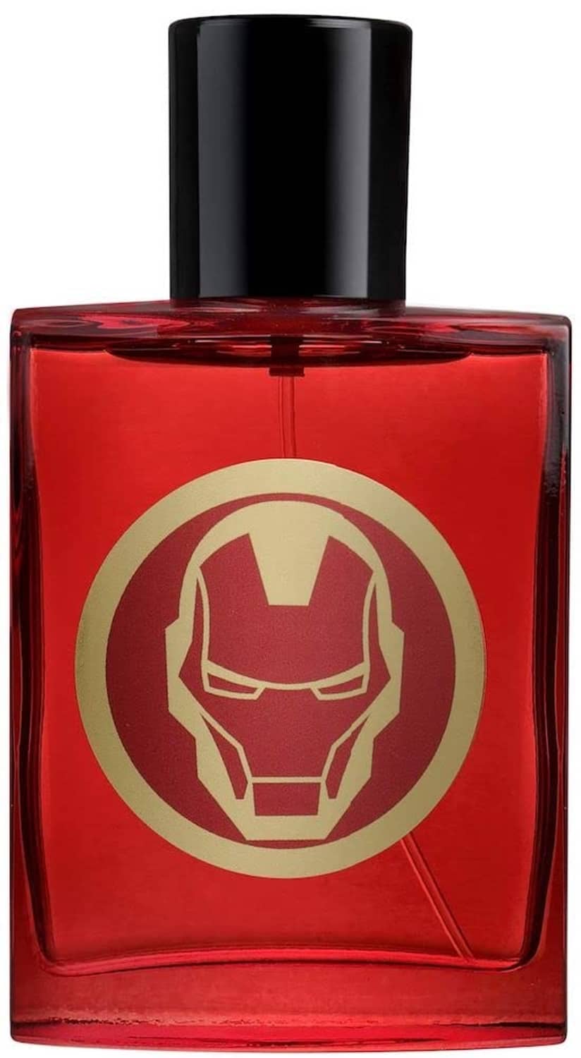 Red Iron Man eau de toilette 100 ml spray bottle with gold emblem
