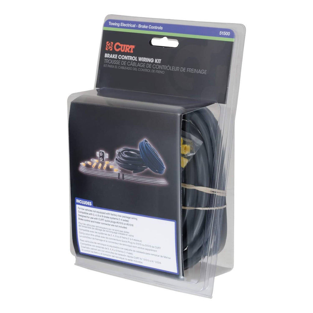 Curt 51500 trailer brake wiring kit in retail package with coiled harness and terminals
