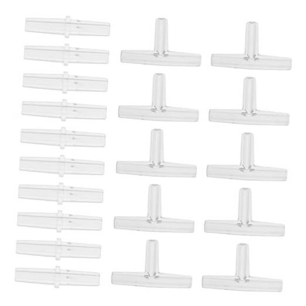 Set of clear 3-way T-shaped hose barb connector fittings, multiple pieces