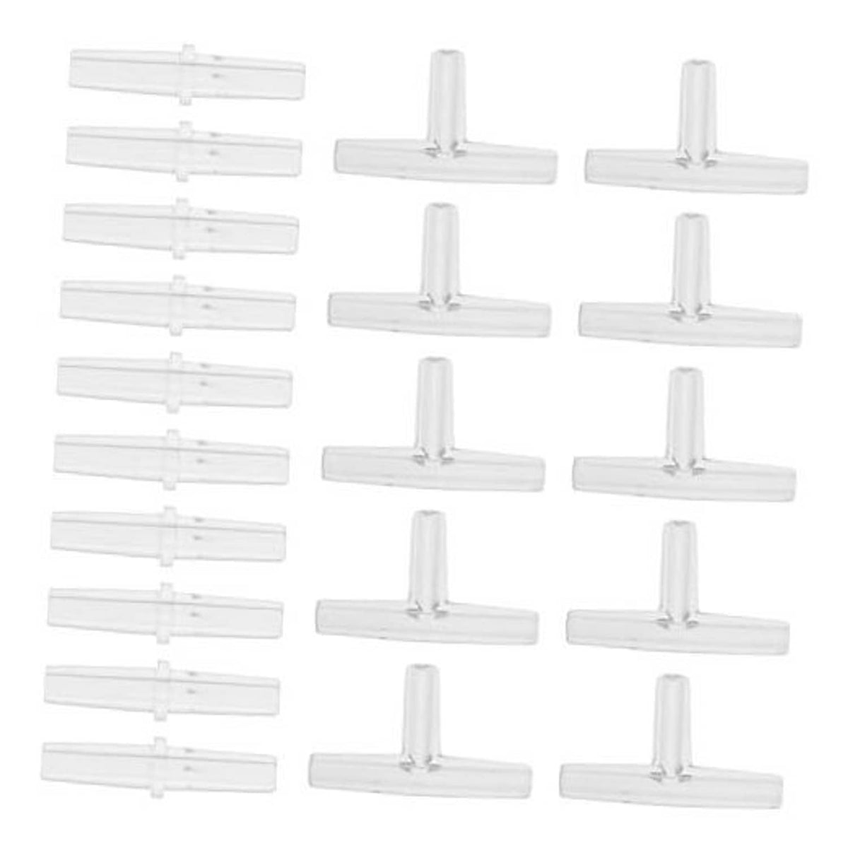 Set of clear 3-way T-shaped hose barb connector fittings, multiple pieces