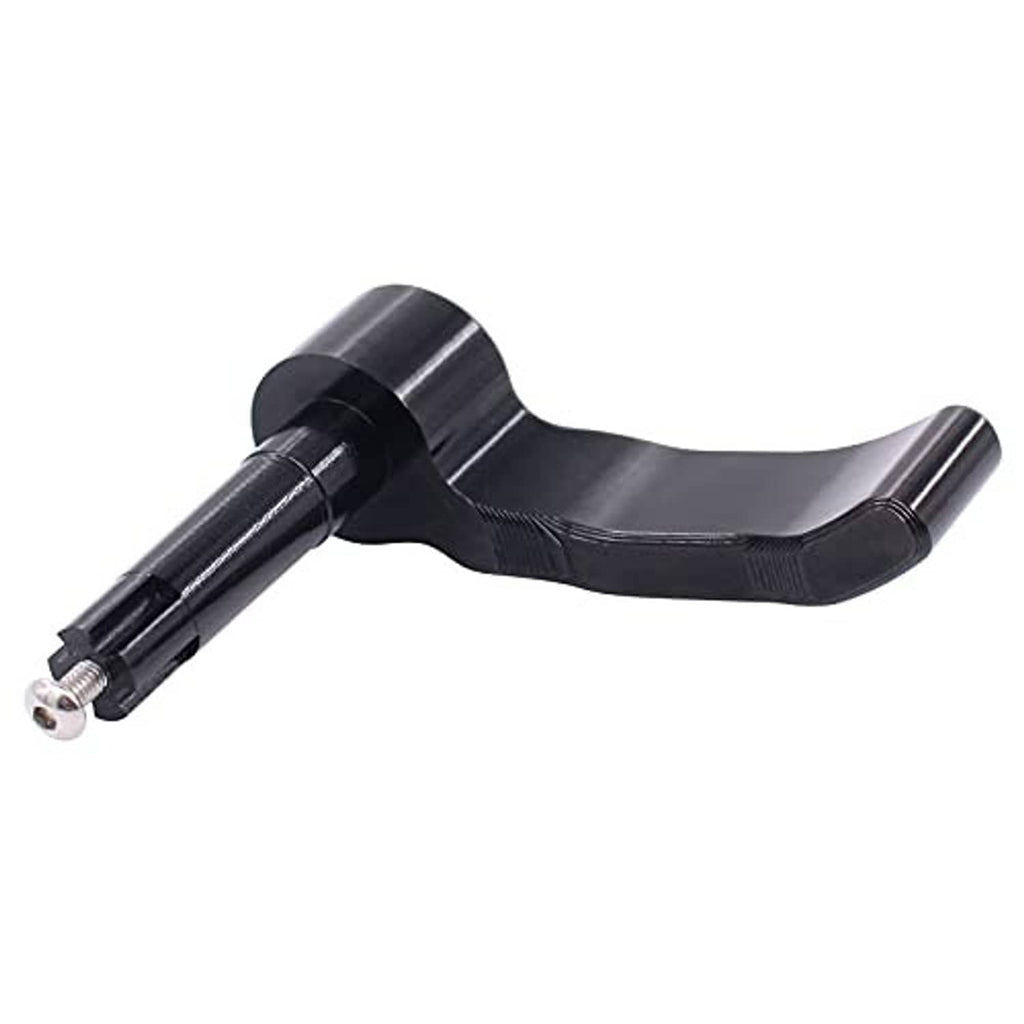 3/4 view of black thumb throttle lever with curved grip and mounting bolt