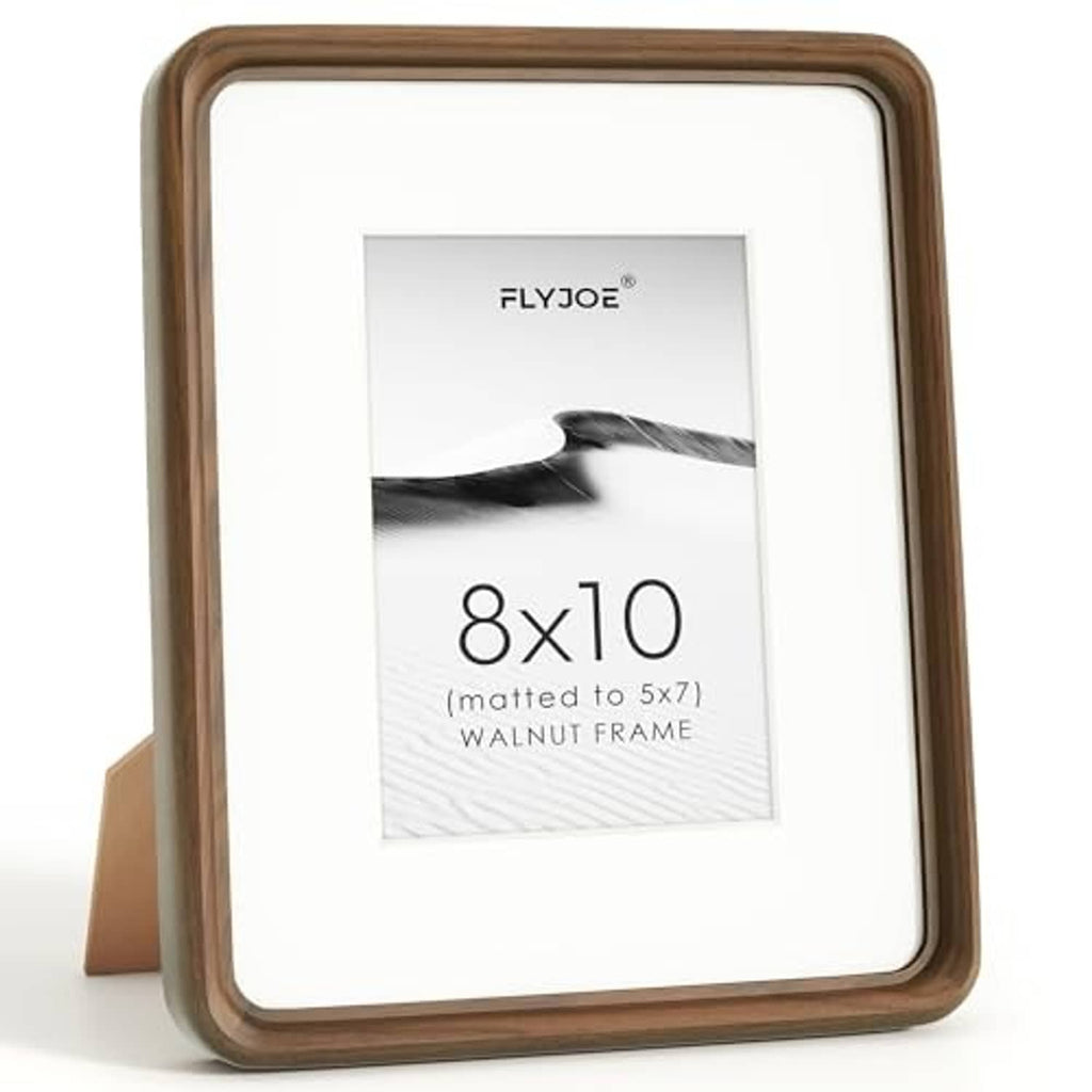 Walnut 8x10 picture frame front with white mat insert