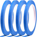 Blue painter's tape rolls, 1/4-inch wide, tightly wound on white cores.