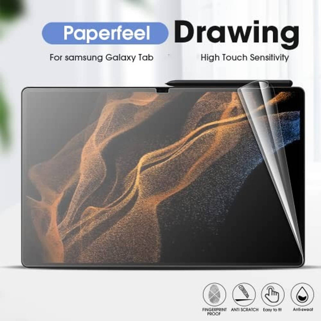 Tablet with paper-like screen protector film, high touch sensitivity design