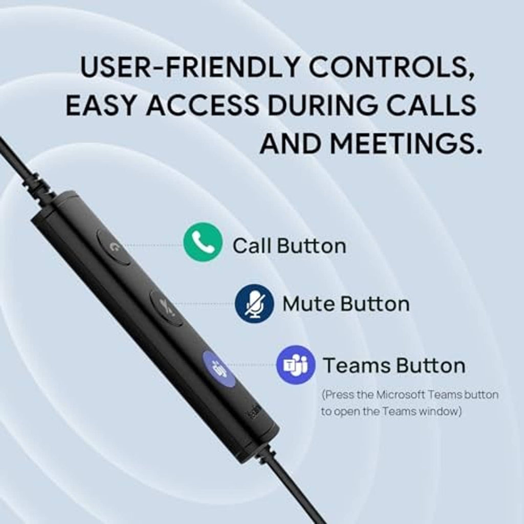 Wired headset boom mic with inline control module for call and mute buttons