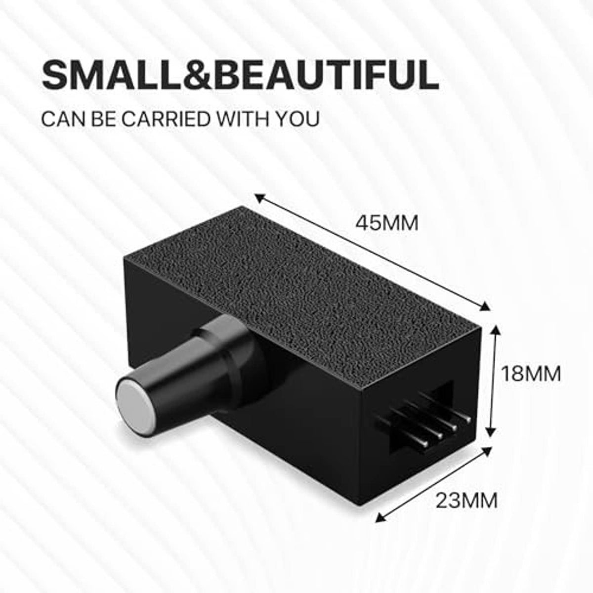 Compact black PWM fan controller with side output ports; approx 45 x 18 x 23 mm