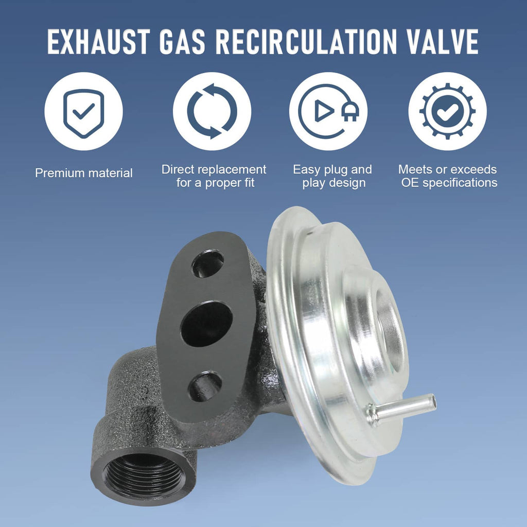 EGR exhaust gas recirculation valve with round silver actuator cover and mounting holes