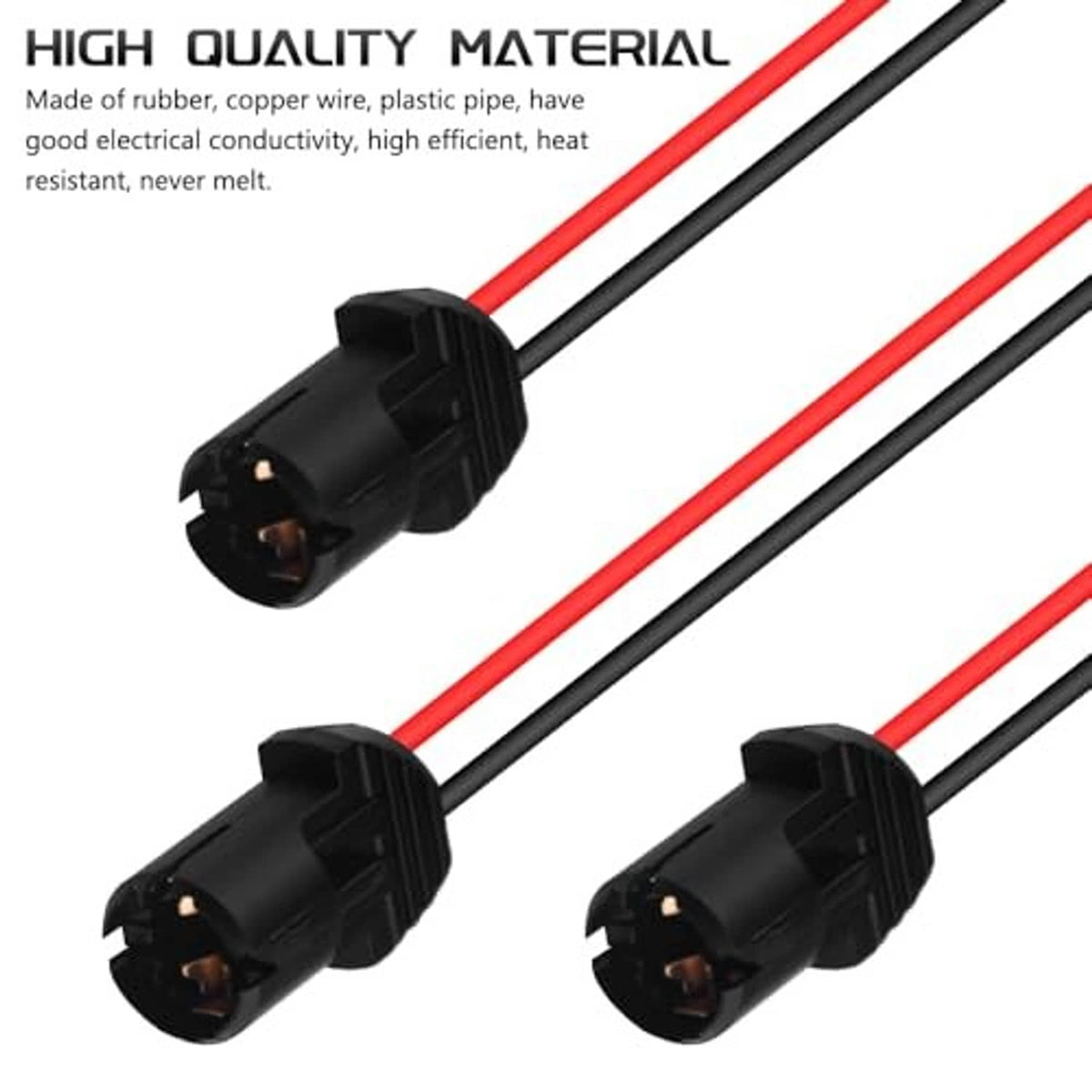 Pre-wired LED bulb connectors with black housings and red/black insulated wires