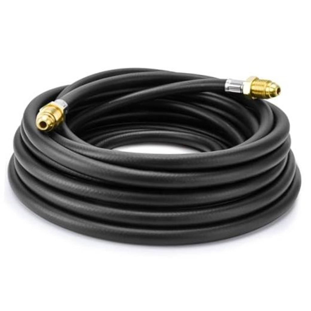 Black inert gas welding hose coil with brass male fittings, 30 ft length