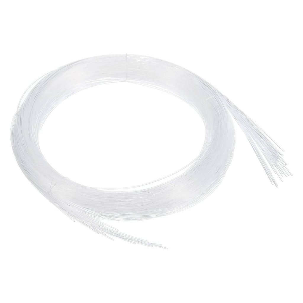 White PMMA fiber optic cable strands bundle, loose coils with fine ends