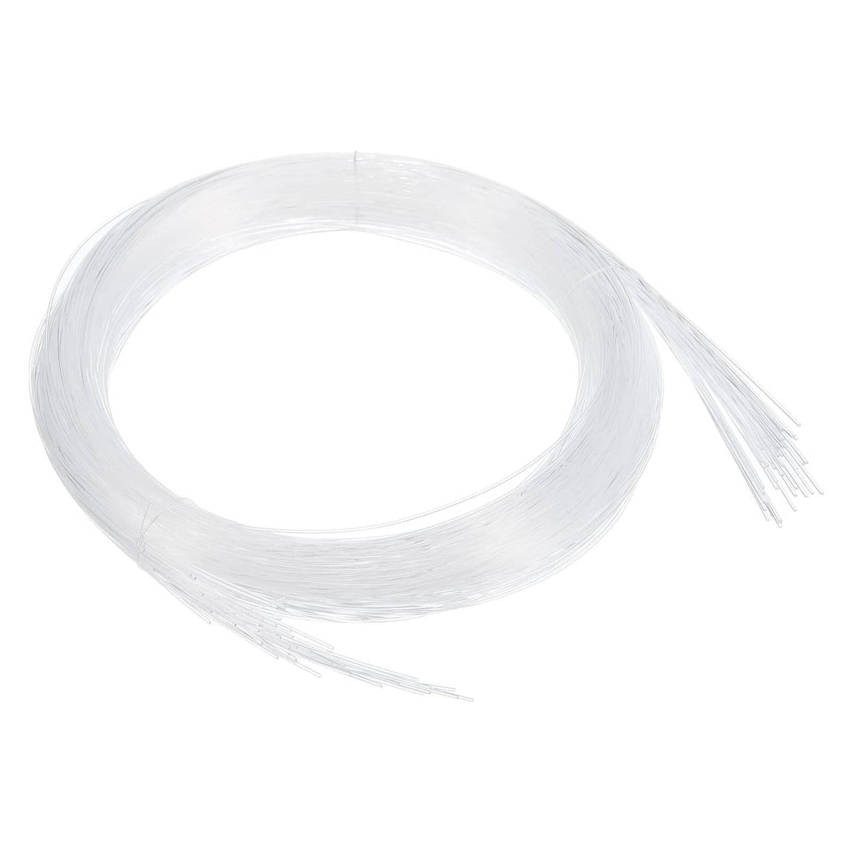 White PMMA fiber optic cable strands bundle, loose coils with fine ends