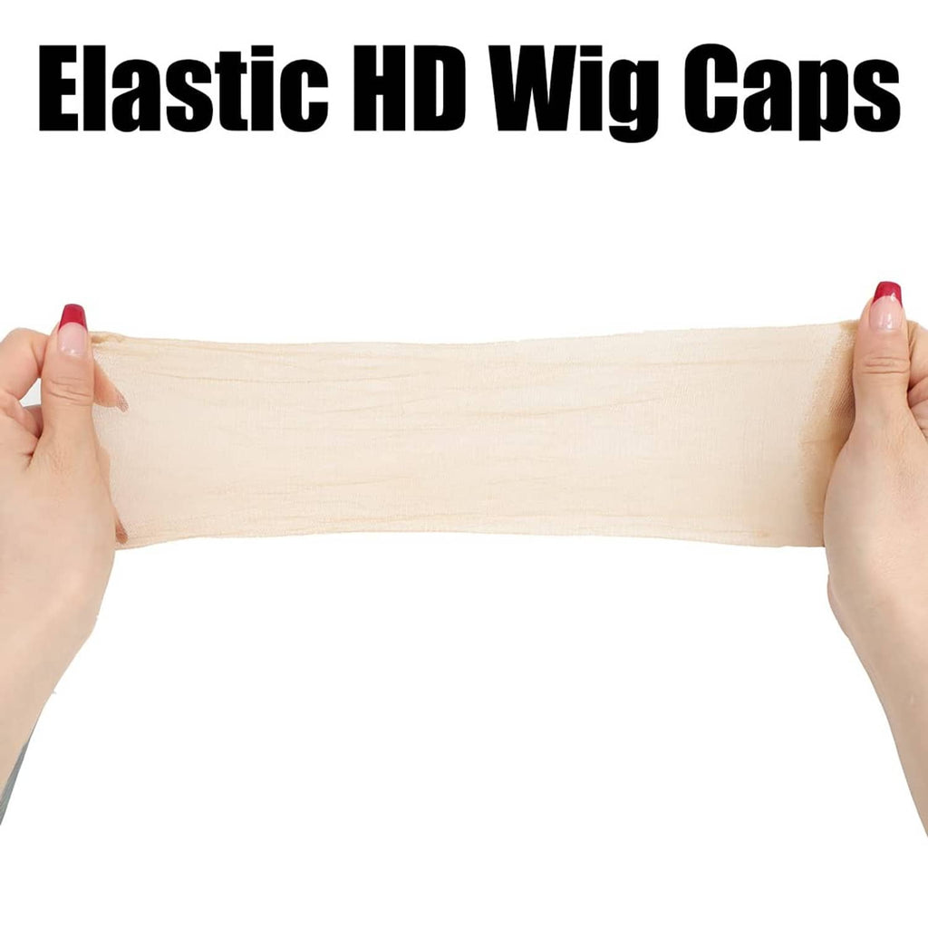Elastic transparent HD wig cap stretched lengthwise, thin sheer mesh band