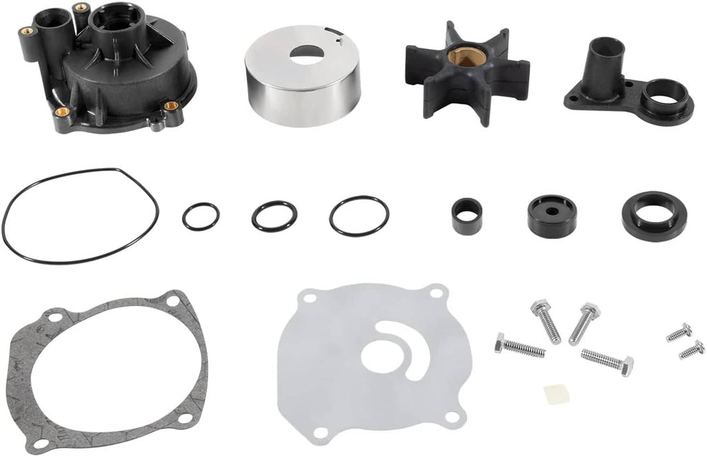 Water pump impeller repair kit with impeller, seals, gasket, and screws