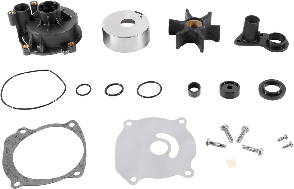 Water pump impeller repair kit with impeller, seals, gasket, and screws