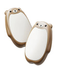 Brown bear-shaped rechargeable hand warmers, two pack with oval white heating pads