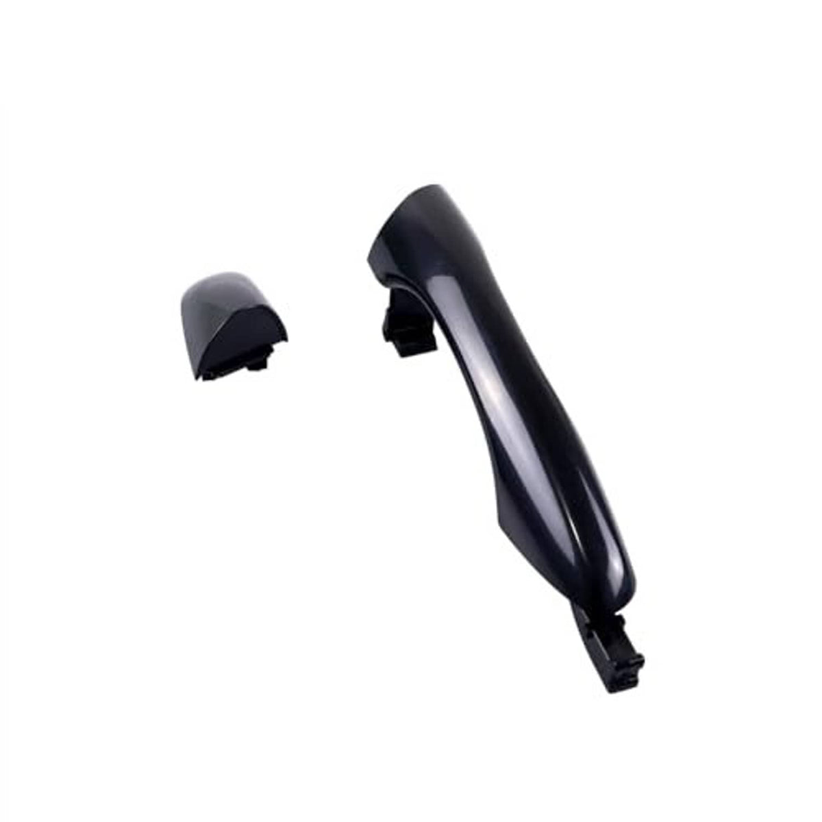 Black exterior door handle set with end caps and mounting bracket pieces