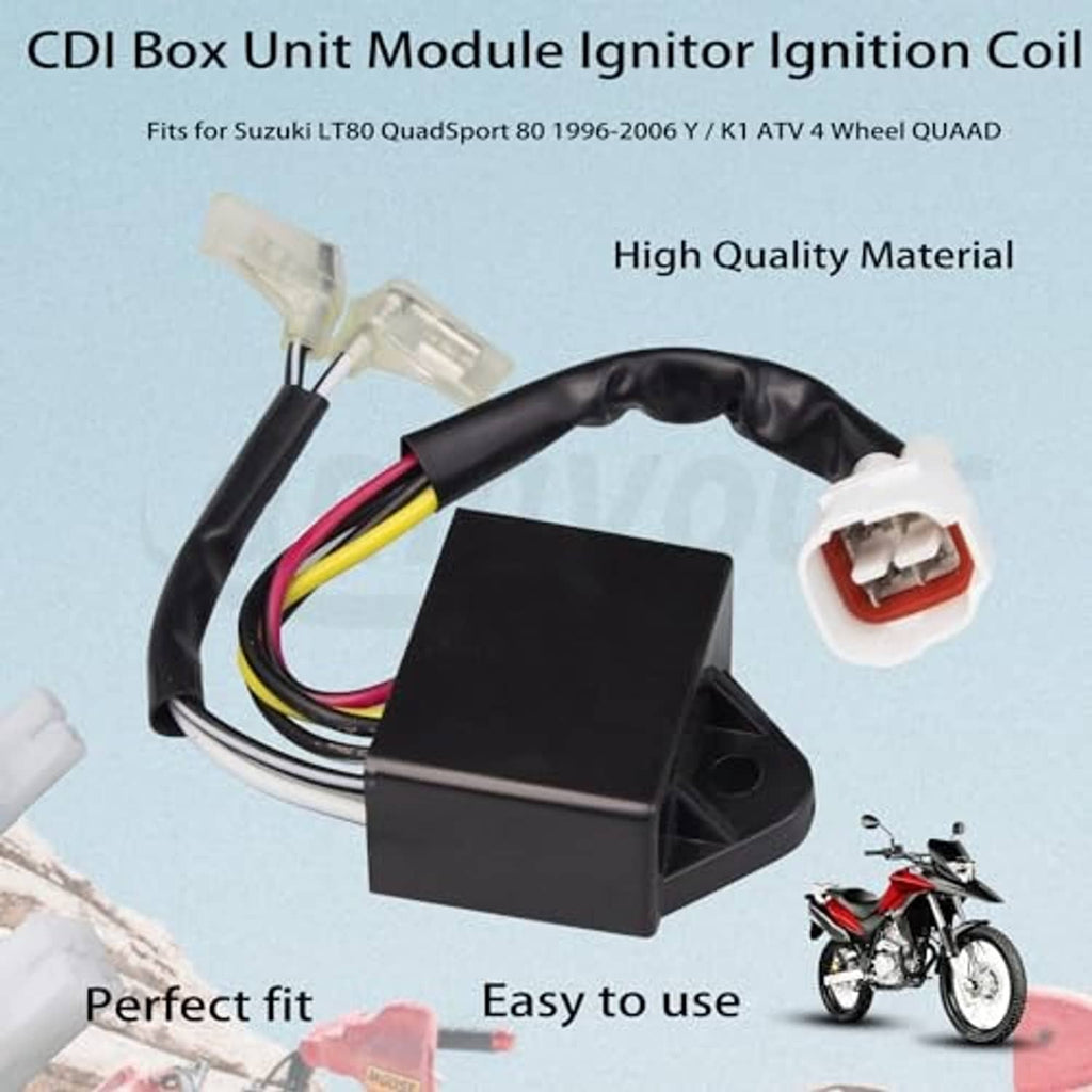 Ignition CDI module with black box and wire leads with two white plug connectors