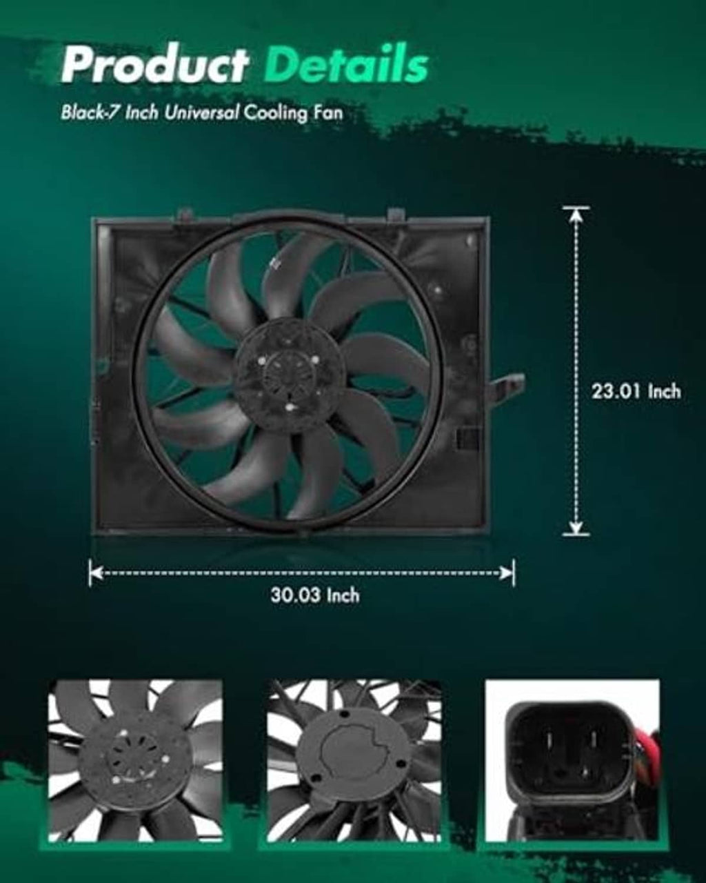 Electric radiator fan assembly with circular motor hub and cooling blades