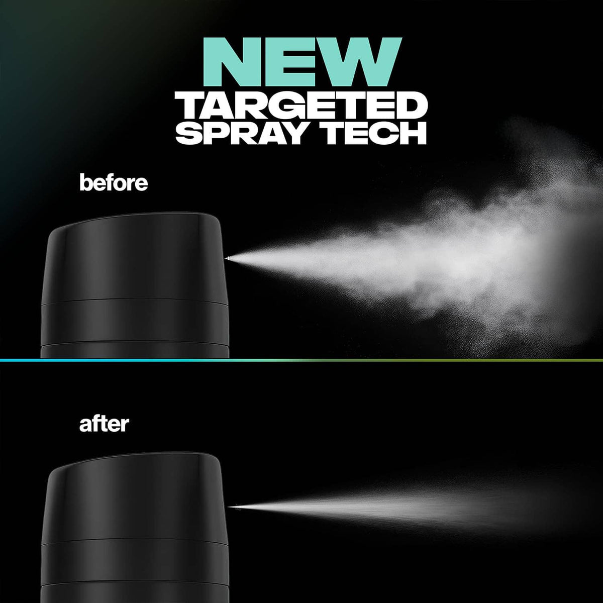 AXE deodorant body spray can shown before-and-after spray tech with mist graphics