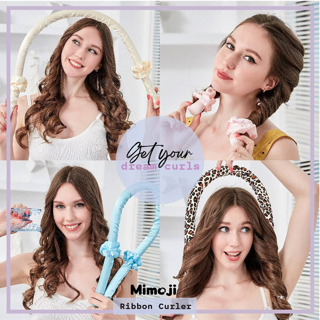 Woman wearing a black silk headband curler on long wavy hair