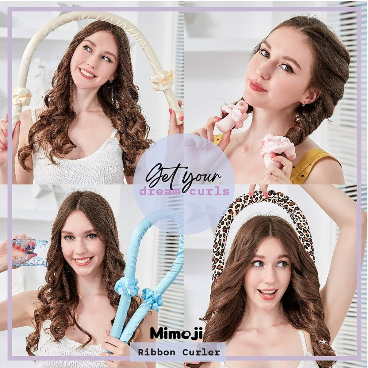 Woman wearing a black silk headband curler on long wavy hair