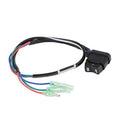 Power trim switch assembly with black cable harness, multi-color wires, and plug connector