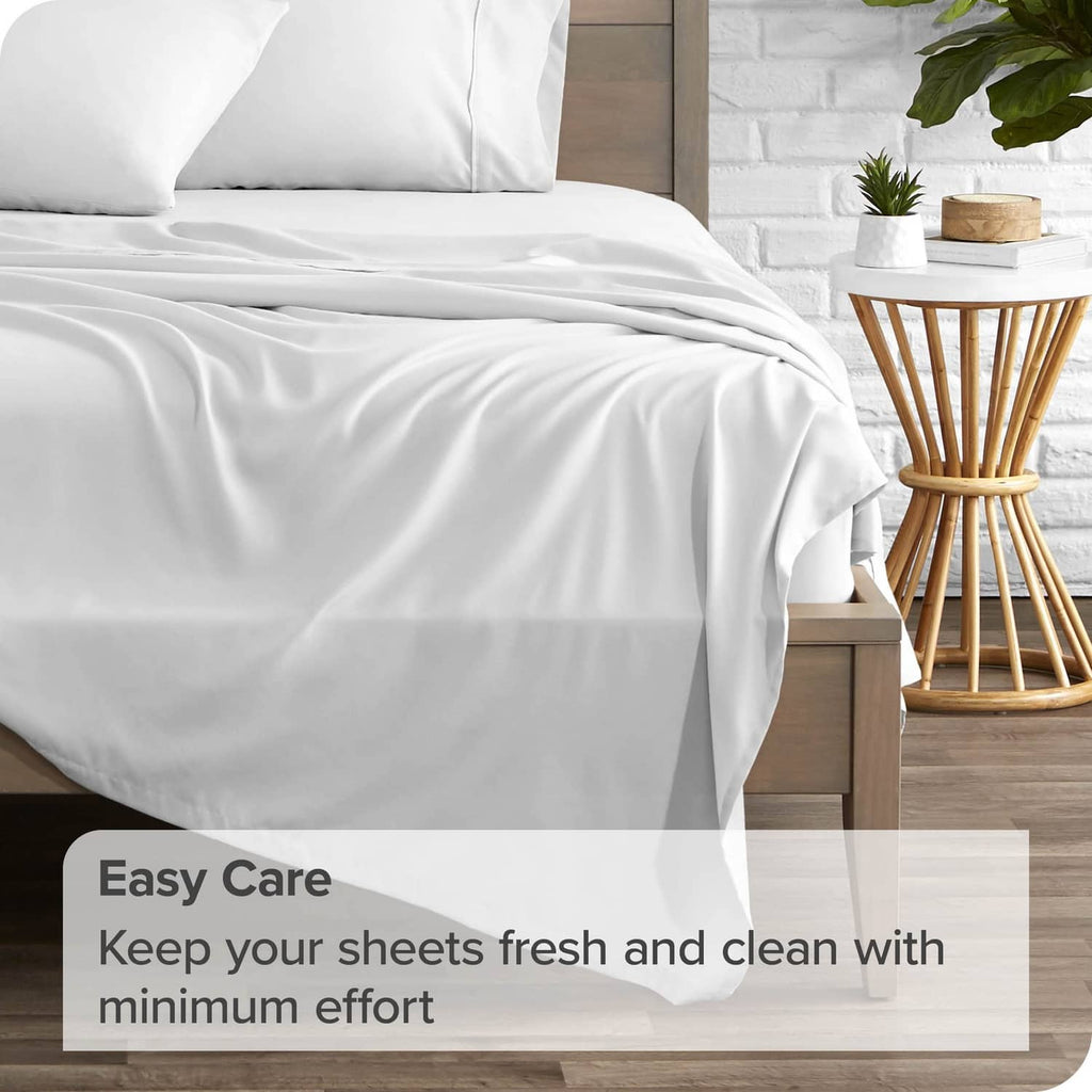 White microfiber flat sheet with gentle wrinkles and smooth, soft texture