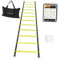 12-rung agility ladder: black rails with bright yellow rungs, with black carry bag