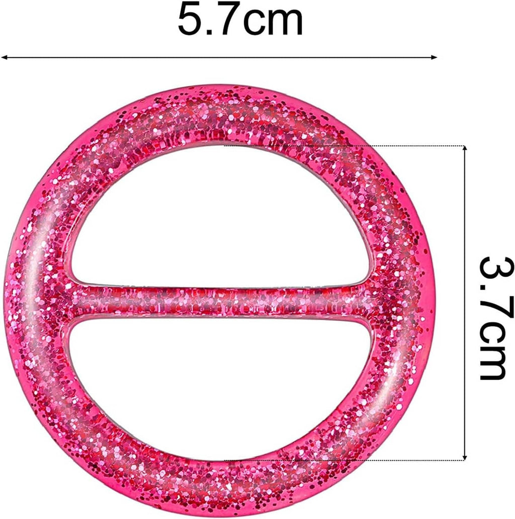 Pink glitter rhinestone scarf ring clip, oval cutout, 5.7 cm size