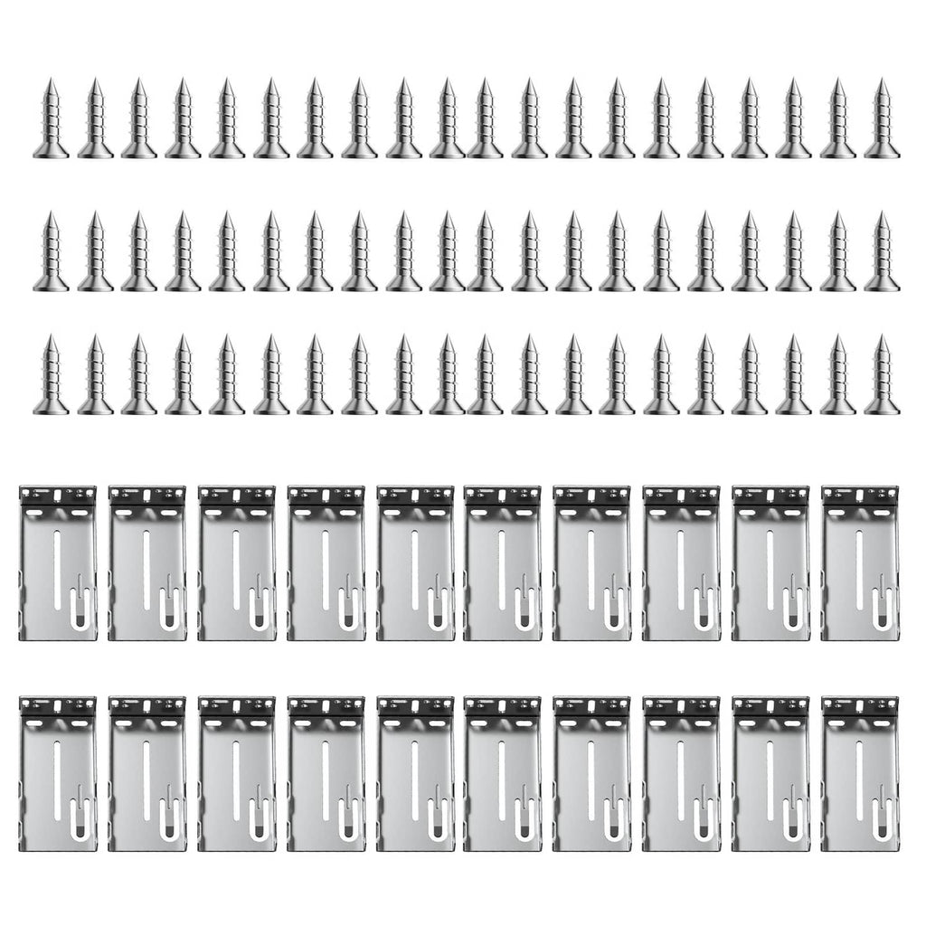 Pack of silver side-mount drawer slide brackets with included screws