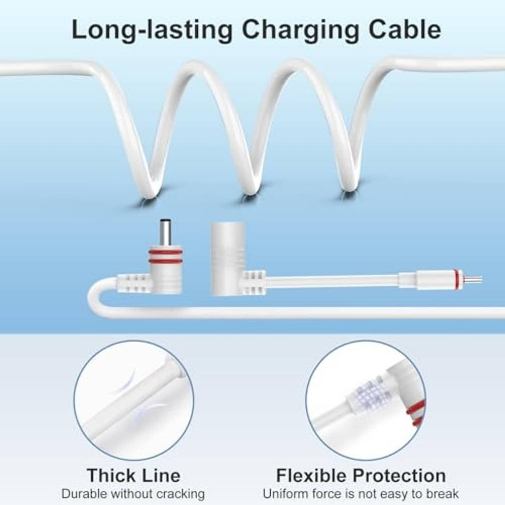 White long-lasting charging cable with flexible protective sections and thick core