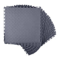 Gray PVC interlocking garage floor tile with raised diamond texture and snap edges