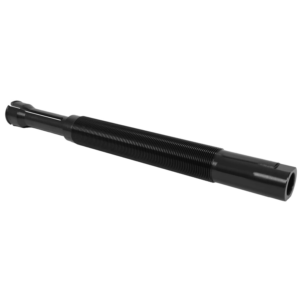 Long threaded puller rod with end socket and collar, black metal