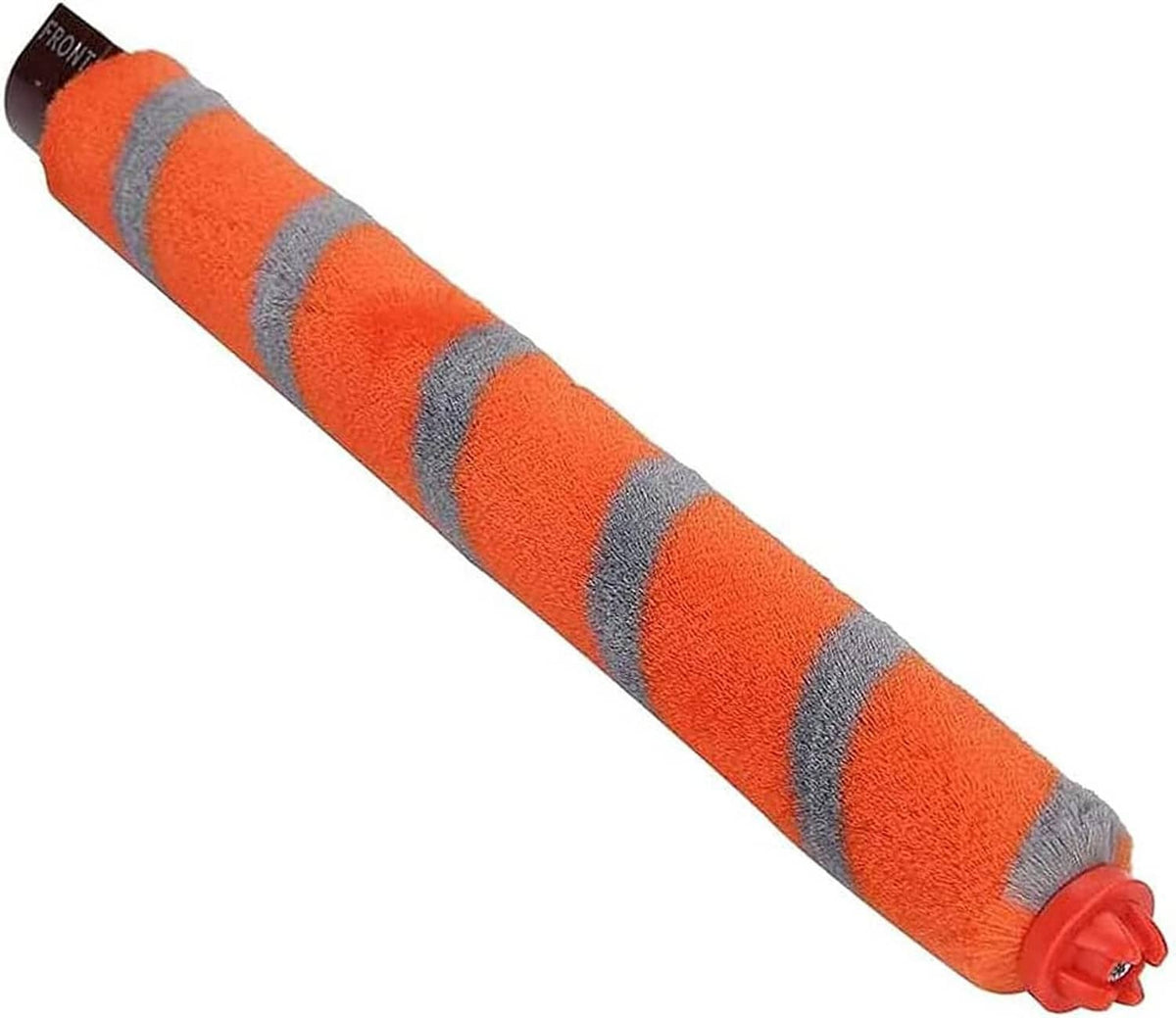 Replacement roller brush with orange bristles and gray stripes, black mounting end.