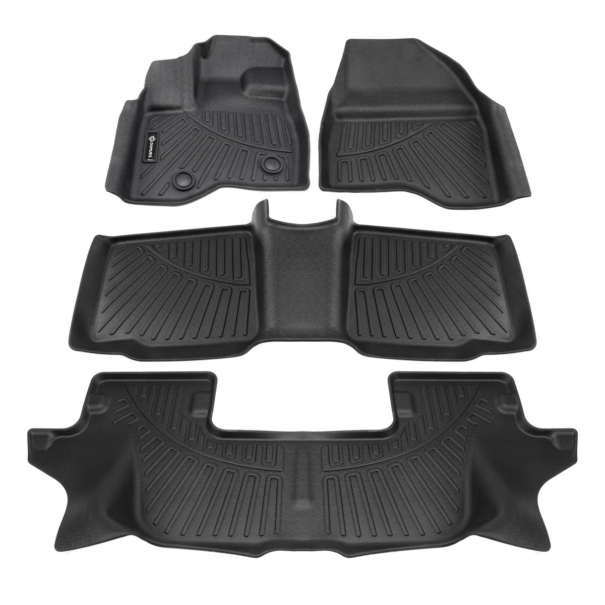 RivetOak New Front & Rear Floor Mats Liners For 2011-2014 Ford Explorer Bench Seating TPE