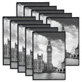 Black 4x6 photo frame set of 10, stacked with dark borders and clear glass
