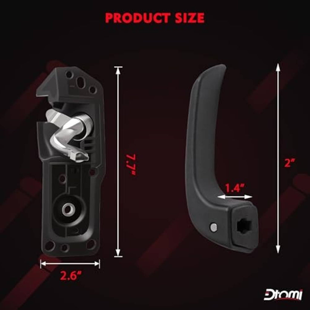 Inside door handle size diagram showing bracket and lever measurements